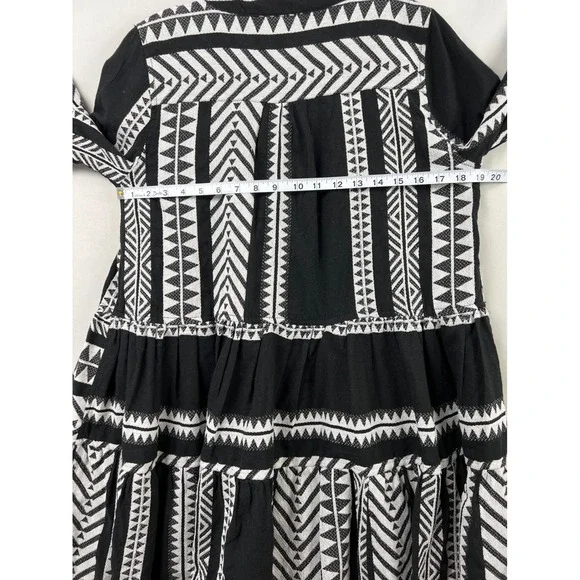 Grace + Karma Dress Women L Black White Tribal Geometric Boho Tiered Southwest - Picture 6 of 10